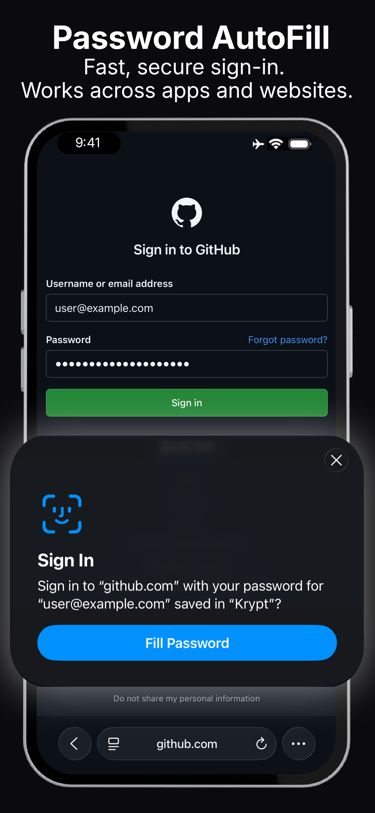 Password AutoFill with Krypt on iPhone