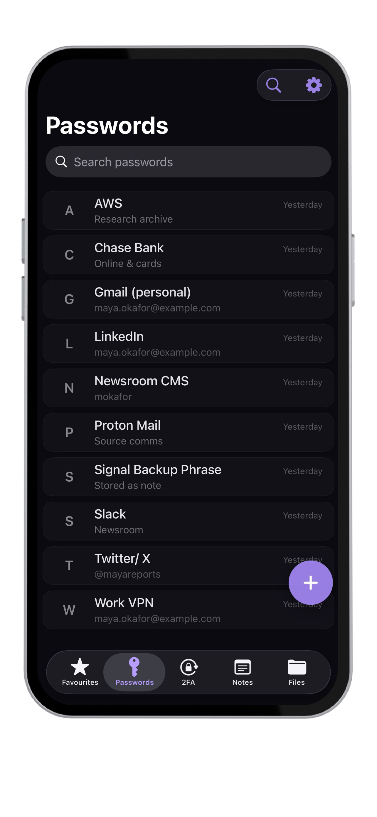 Real vault — passwords